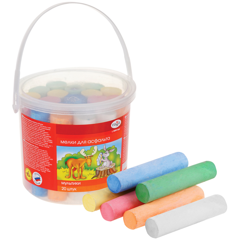 "Мелки для асфальта Гамма ""Мультики"", цветные, 20шт., "Мелки для асфальта Гамма ""Мультики"", цветные, 20шт.,