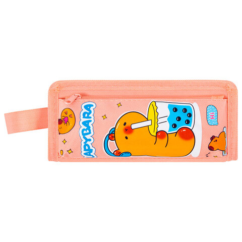 Пенал ЮНЛАНДИЯ ЮНИОР, 2 отделения, с ручкой, полиэстер, "Capybara", Пенал ЮНЛАНДИЯ ЮНИОР, 2 отделения, с ручкой, полиэстер, "Capybara",