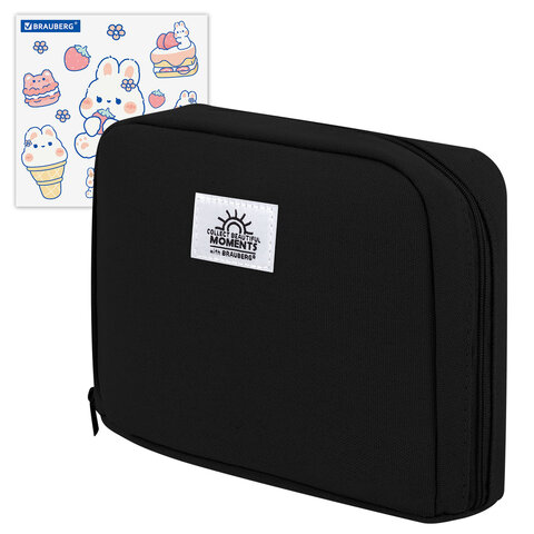 Пенал-органайзер BRAUBERG, 1 отделение, С НАКЛЕЙКАМИ, молния вокруг, канвас, Пенал-органайзер BRAUBERG, 1 отделение, С НАКЛЕЙКАМИ, молния вокруг, канвас,