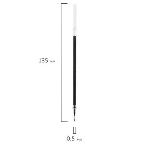 Стержень гелевый STAFF, 135 мм, ЧЕРНЫЙ, игольчатый узел 0,5 мм, линия письма