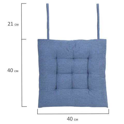 Подушка на стул "РОГОЖКА", 40x40 см, полиэстер, синяя, PRIMILA