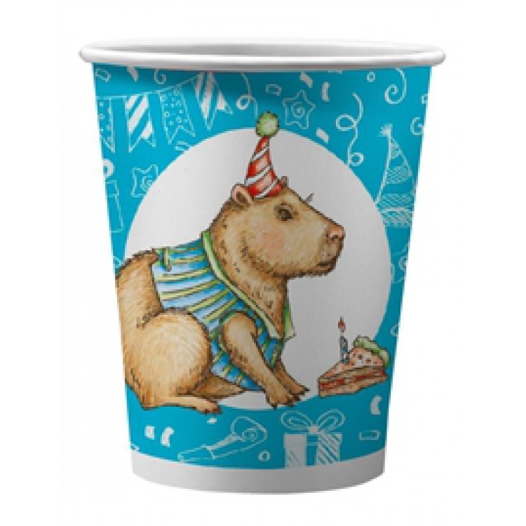 Набор бумажных стаканов Капибара-праздник всегда с собой, в т/у пленке, 6 Набор бумажных стаканов Капибара-праздник всегда с собой, в т/у пленке, 6