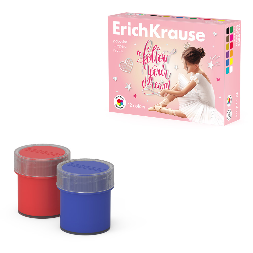 Гуашь ErichKrause Pointes 12 цветов по 20 мл (в коробке 12 штук) Гуашь ErichKrause Pointes 12 цветов по 20 мл (в коробке 12 штук)