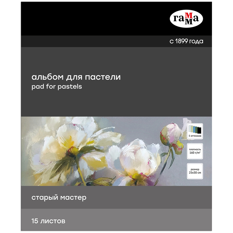 Альбом для пастели 15л. 250*300мм на склейке Гамма "Старый Мастер", Альбом для пастели 15л. 250*300мм на склейке Гамма "Старый Мастер",