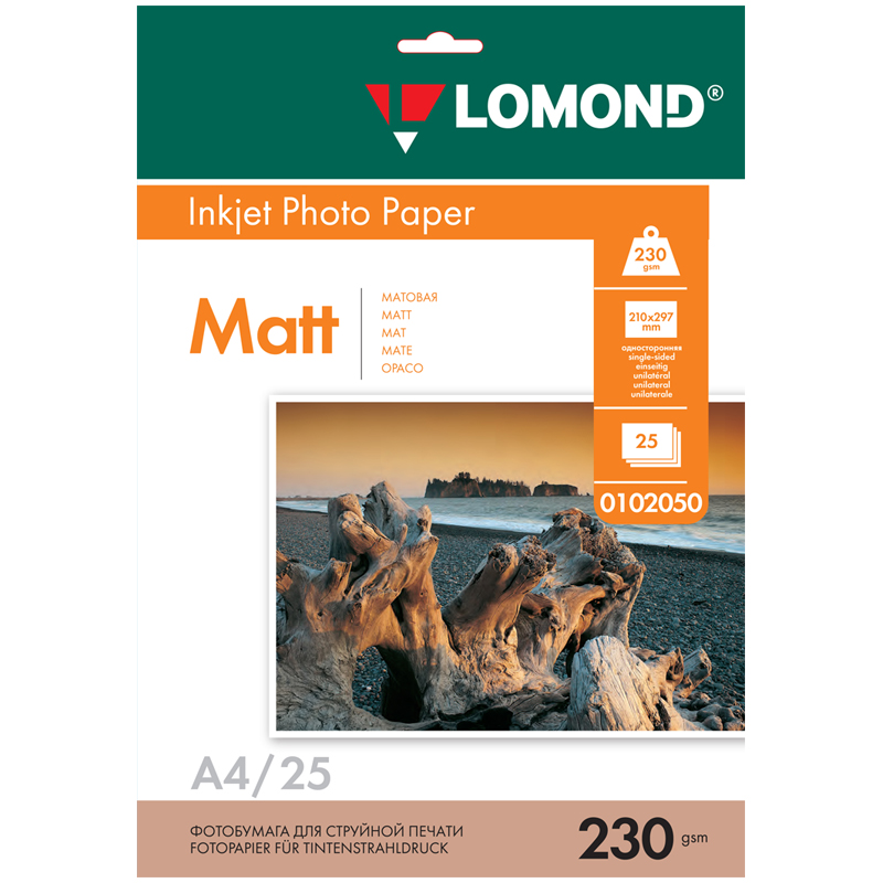 Фотобумага А4 для стр. принтеров Lomond, 230г/м2 (25л) мат.одн. Фотобумага А4 для стр. принтеров Lomond, 230г/м2 (25л) мат.одн.