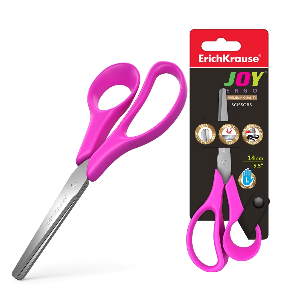 Ножницы для левшей ErichKrause® Joy Ergo, 14см (в блистере по 1 шт.) Ножницы для левшей ErichKrause® Joy Ergo, 14см (в блистере по 1 шт.)