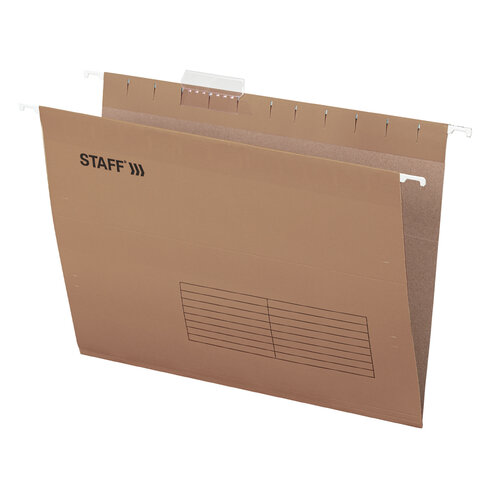Подвесные папки А4 (350х240мм) до 80 л., КОМПЛЕКТ 10 шт., крафт-картон, STAFF,