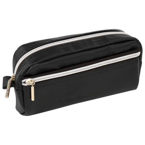 Пенал-косметичка BRAUBERG под фактурную кожу, ассорти, коричневый, красный, Пенал-косметичка BRAUBERG под фактурную кожу, ассорти, коричневый, красный,