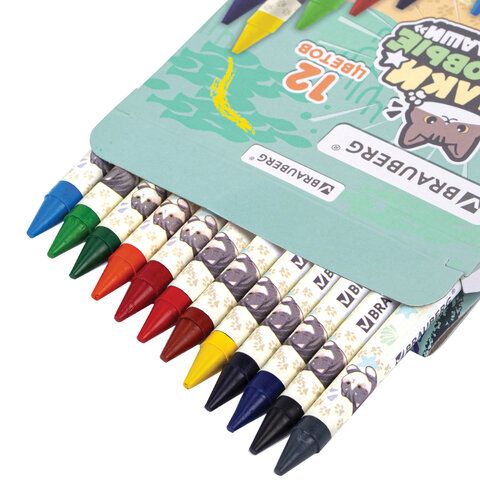 Восковые мелки BRAUBERG "МИЛЫЕ КОТЫ", НАБОР 12 цветов, 273229