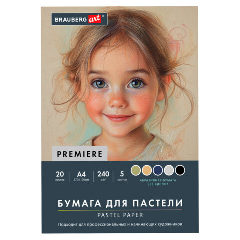 Бумага для пастели АБРАЗИВНАЯ А4 в папке, 20 листов, 5 цветов, 240 г/м2, Бумага для пастели АБРАЗИВНАЯ А4 в папке, 20 листов, 5 цветов, 240 г/м2,