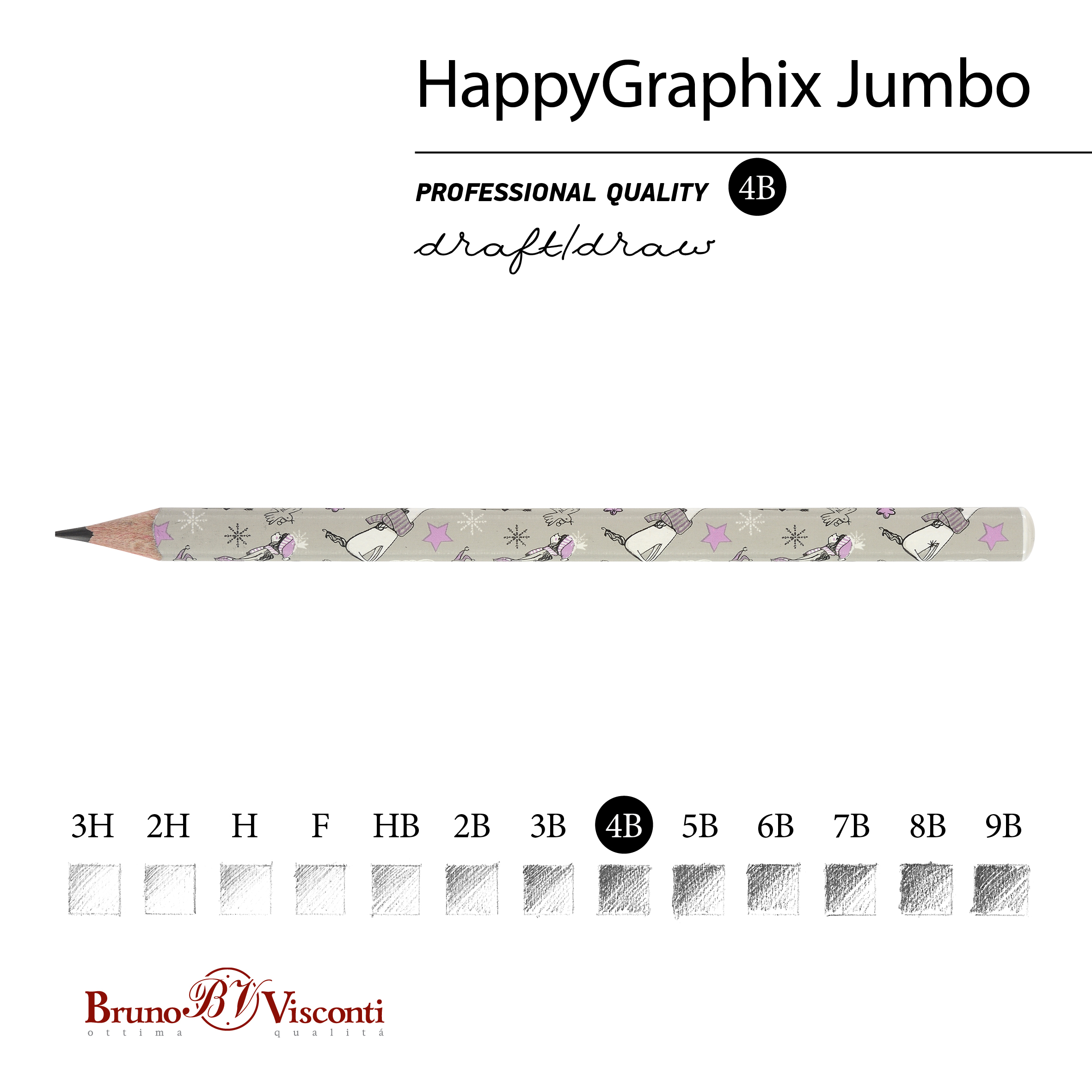КАРАНДАШ ЧЕРНОГРАФИТОВЫЙ "HappyGraphix Jumbo. Девочка и единорог. КАРАНДАШ ЧЕРНОГРАФИТОВЫЙ "HappyGraphix Jumbo. Девочка и единорог.