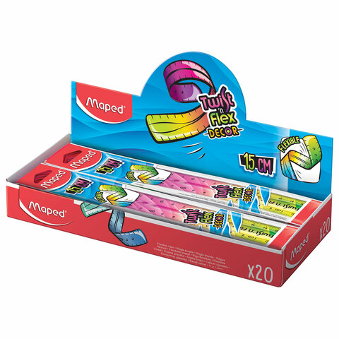 Линейка пластик 15 см, гибкая, MAPED (Франция) "Twist'n Flex