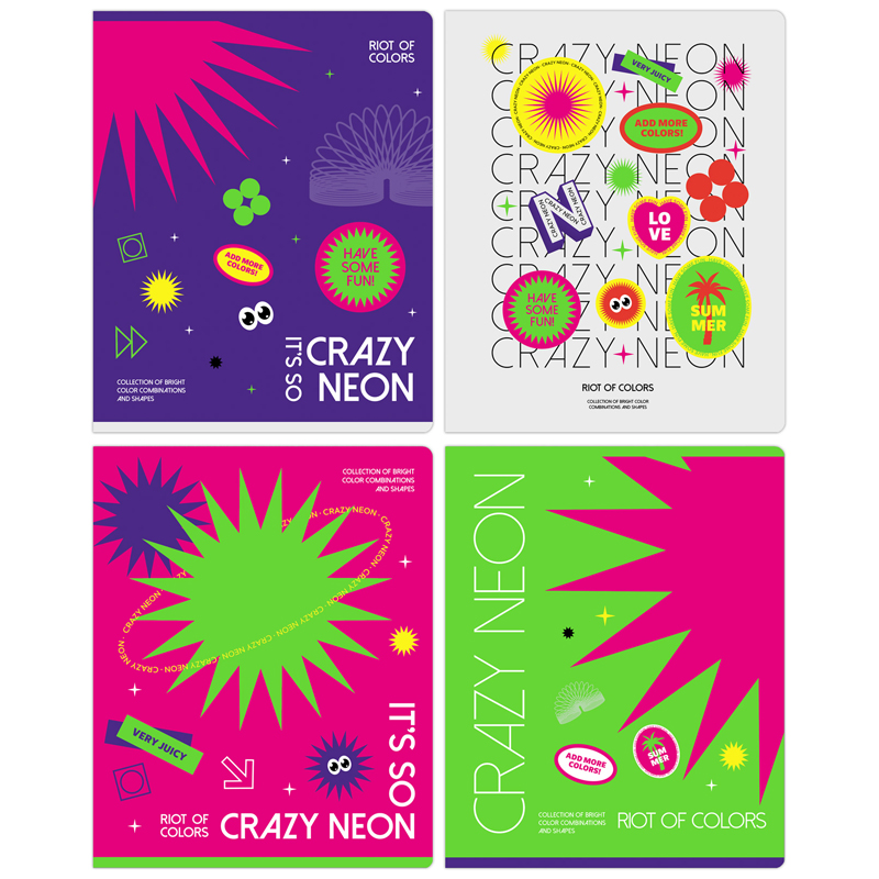 Тетрадь 48л., А5, клетка BG "Crazy neon", неоновая краска Тетрадь 48л., А5, клетка BG "Crazy neon", неоновая краска
