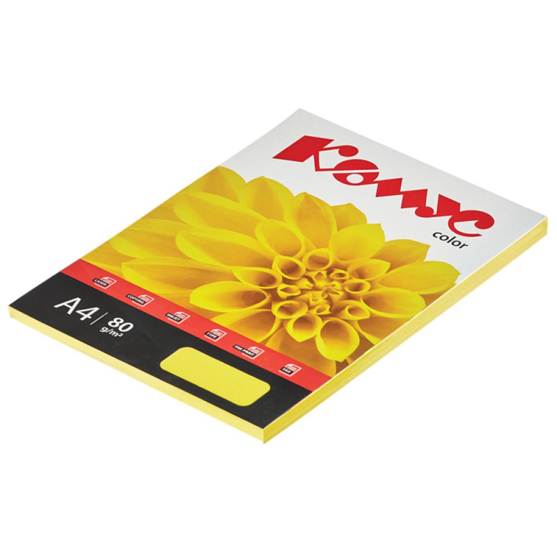 Бумага цветная Комус Color (лимон интенсив), 80г, А4, 100 л. Бумага цветная Комус Color (лимон интенсив), 80г, А4, 100 л.