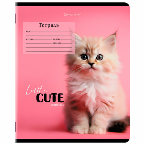Тетрадь 12 л. BRAUBERG, клетка, обложка картон, CUTE ANIMALS, 107266 Тетрадь 12 л. BRAUBERG, клетка, обложка картон, CUTE ANIMALS, 107266