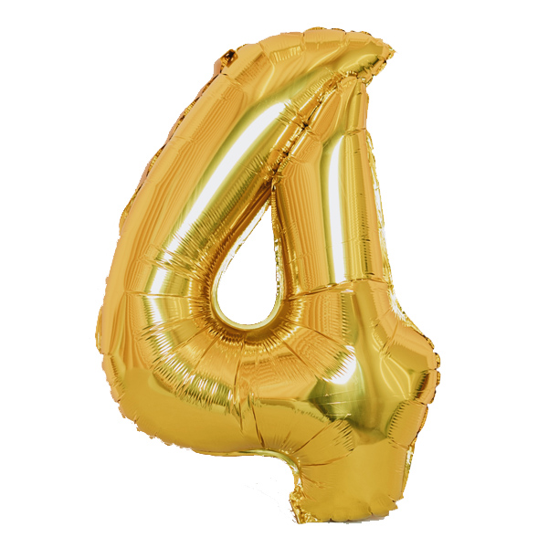 Фигура Цифра 4 золото 30"/76см. Фигура Цифра 4 золото 30"/76см.