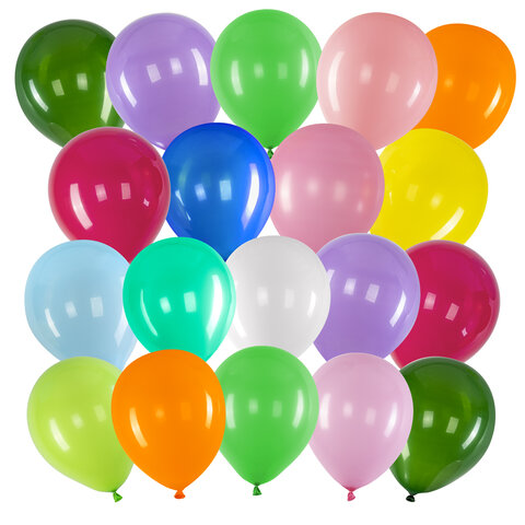 Шары воздушные 25 см, 100 штук, "ЯРКИЕ ЦВЕТА", ассорти, BRAUBERG KIDS,