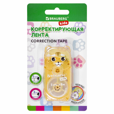 Корректирующая лента BRAUBERG KIDS "ЗВЕРЯТА", 5 мм х 8 м, механизм Корректирующая лента BRAUBERG KIDS "ЗВЕРЯТА", 5 мм х 8 м, механизм