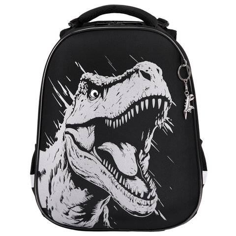 Ранец BRAUBERG SHINY, 2 отделения, с брелком, Scary dino, СВЕТЯЩИЙСЯ РИСУНОК,