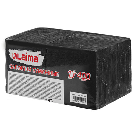 Салфетки бумажные 400 шт., 24х24 см, "Big Pack", черные, 100% Салфетки бумажные 400 шт., 24х24 см, "Big Pack", черные, 100%