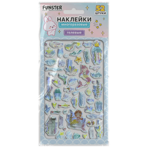 Наклейки гелевые "Блестящий микс", 15,5х9,5 см, ассорти 6 видов,