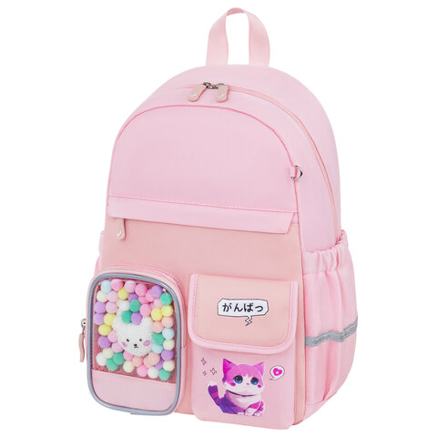 Рюкзак BRAUBERG PASTEL с термонашивками в комплекте, "Anime kitten", Рюкзак BRAUBERG PASTEL с термонашивками в комплекте, "Anime kitten",