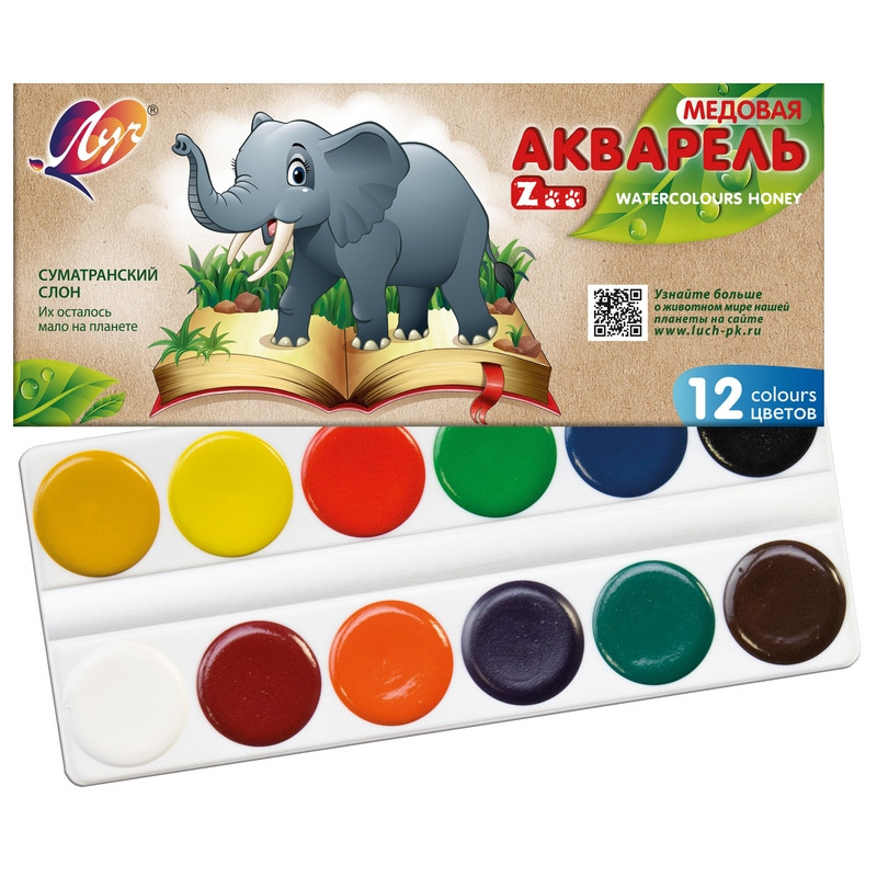 Краски акварельн. Луч Zoo(Мини) 12цв карт уп б/кисти штр. 4601185007189 Краски акварельн. Луч Zoo(Мини) 12цв карт уп б/кисти штр. 4601185007189