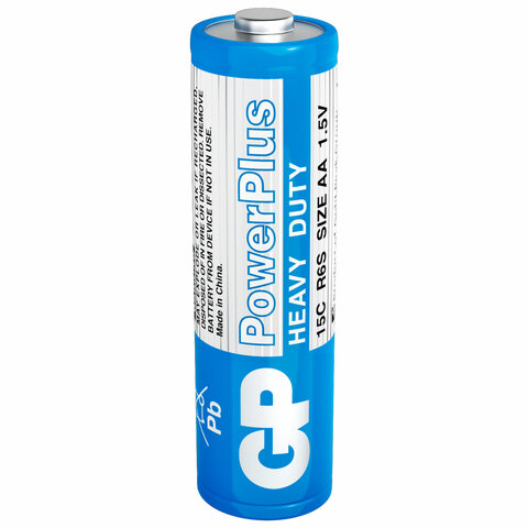 Батарейки КОМПЛЕКТ 4 шт., GP PowerPlus AA (R6, 15G), солевые, пальчиковые, в