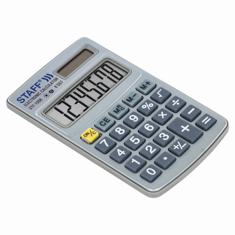 Калькулятор карманный металлический STAFF STF-1008 (103х62 мм), 8 разрядов,