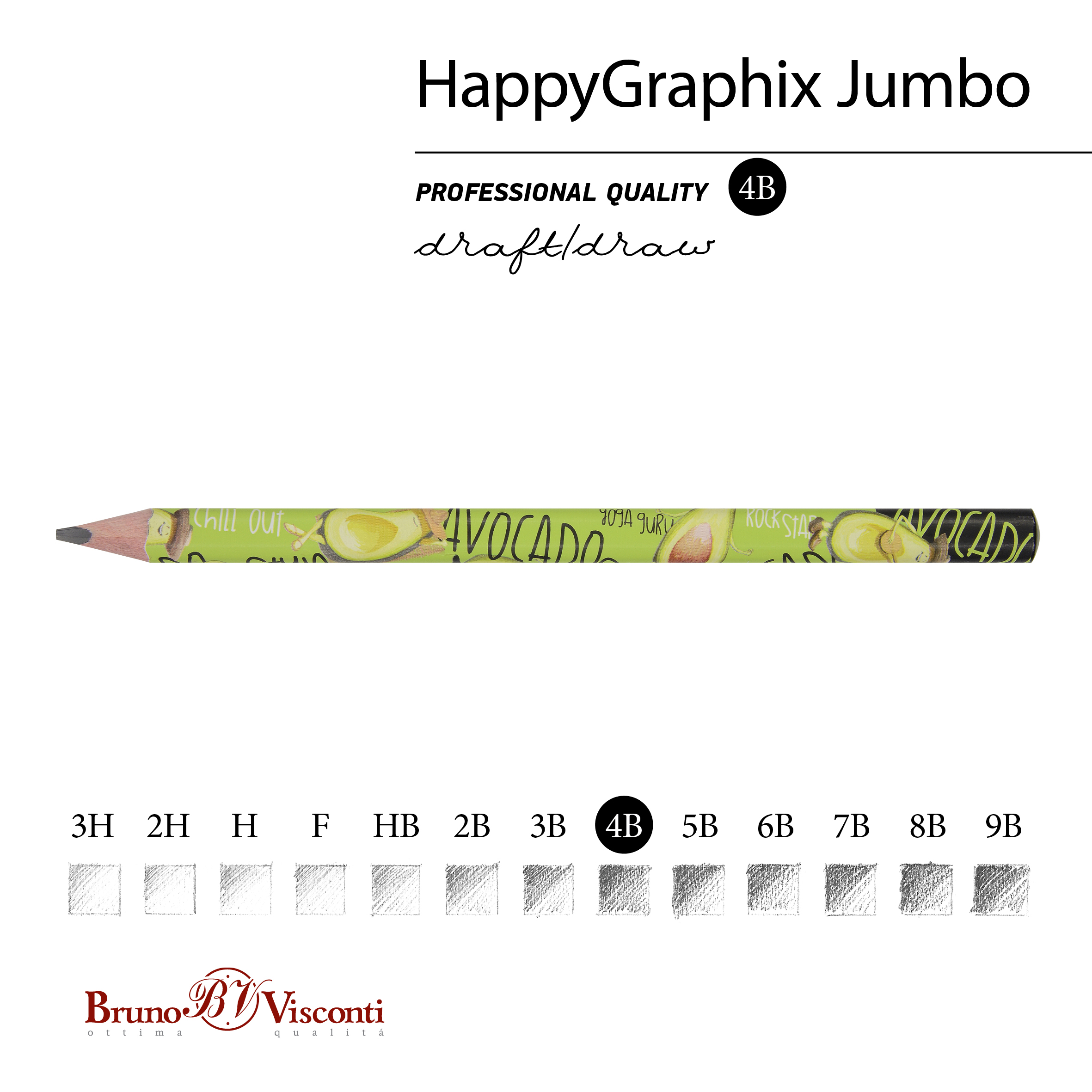 КАРАНДАШ ЧЕРНОГРАФИТОВЫЙ "HappyGraphix Jumbo. Avocado style. Yoga КАРАНДАШ ЧЕРНОГРАФИТОВЫЙ "HappyGraphix Jumbo. Avocado style. Yoga