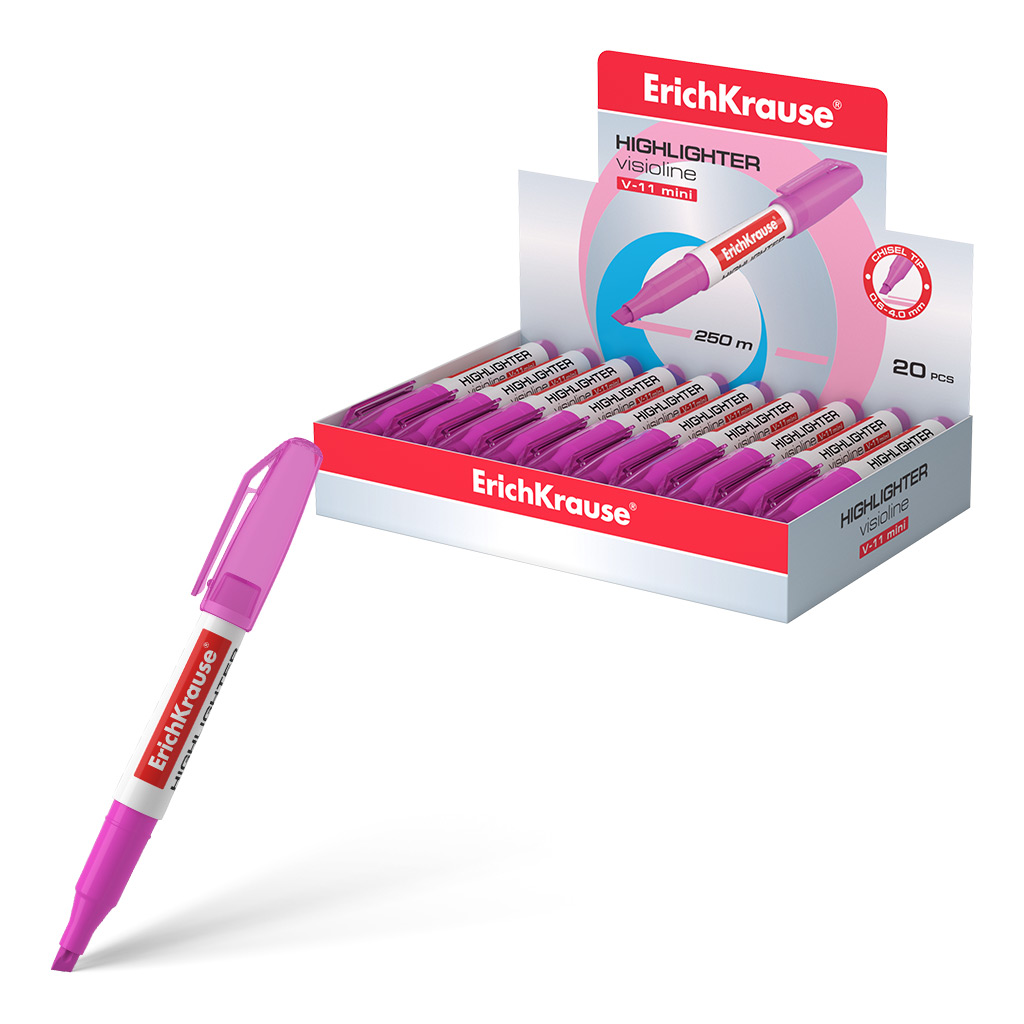 Текстмаркер ErichKrause® Visioline V-11 Mini, цвет чернил розовый (в Текстмаркер ErichKrause® Visioline V-11 Mini, цвет чернил розовый (в