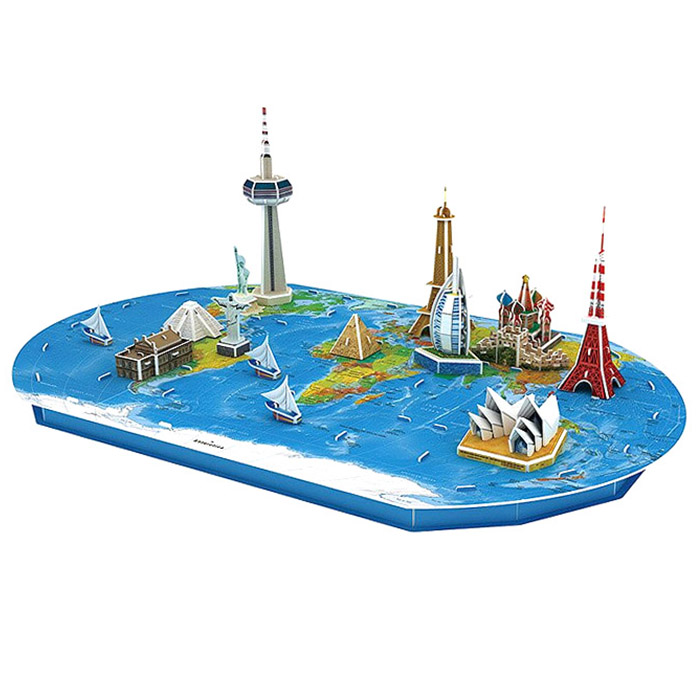 Пазл 3D Карта мира. Достопримечательности (136 деталей) Пазл 3D Карта мира. Достопримечательности (136 деталей)