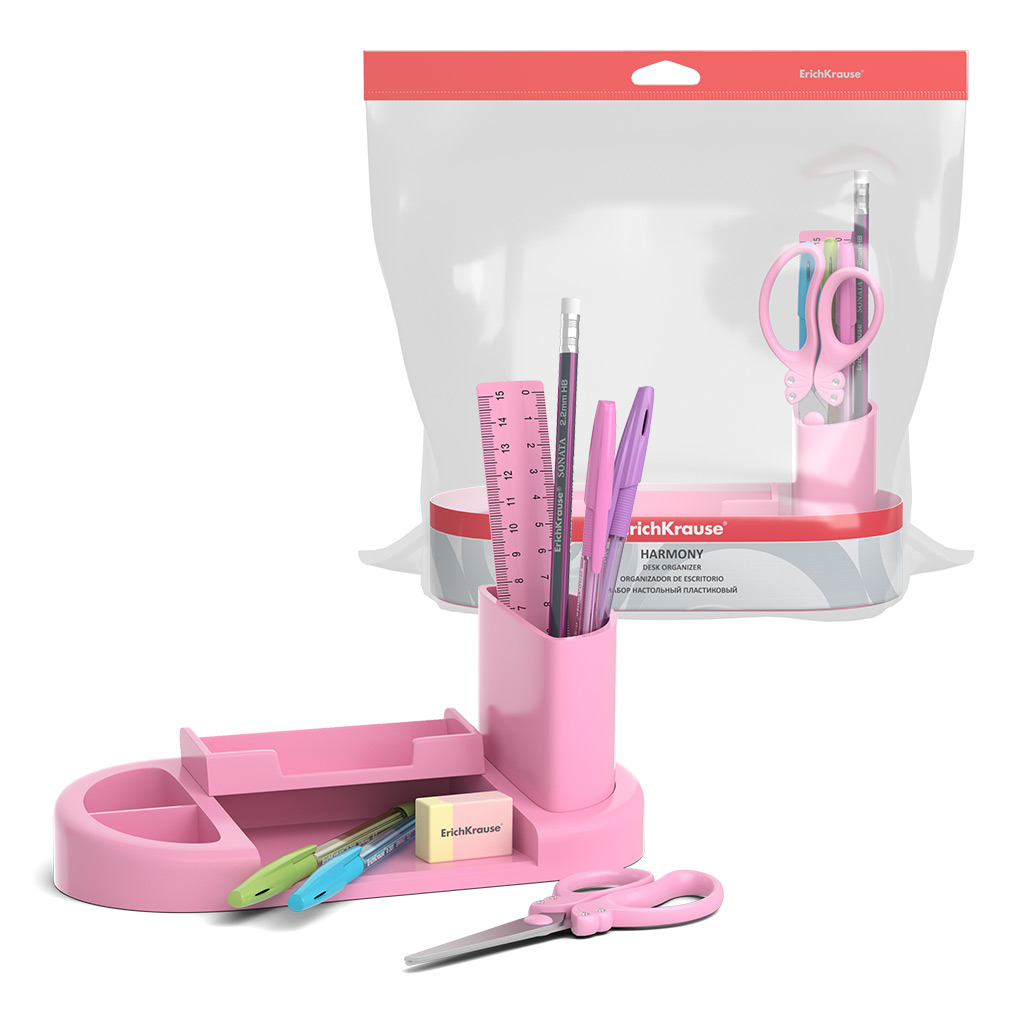 Набор настольный пластиковый ErichKrause® Harmony, Pastel, розовый Набор настольный пластиковый ErichKrause® Harmony, Pastel, розовый