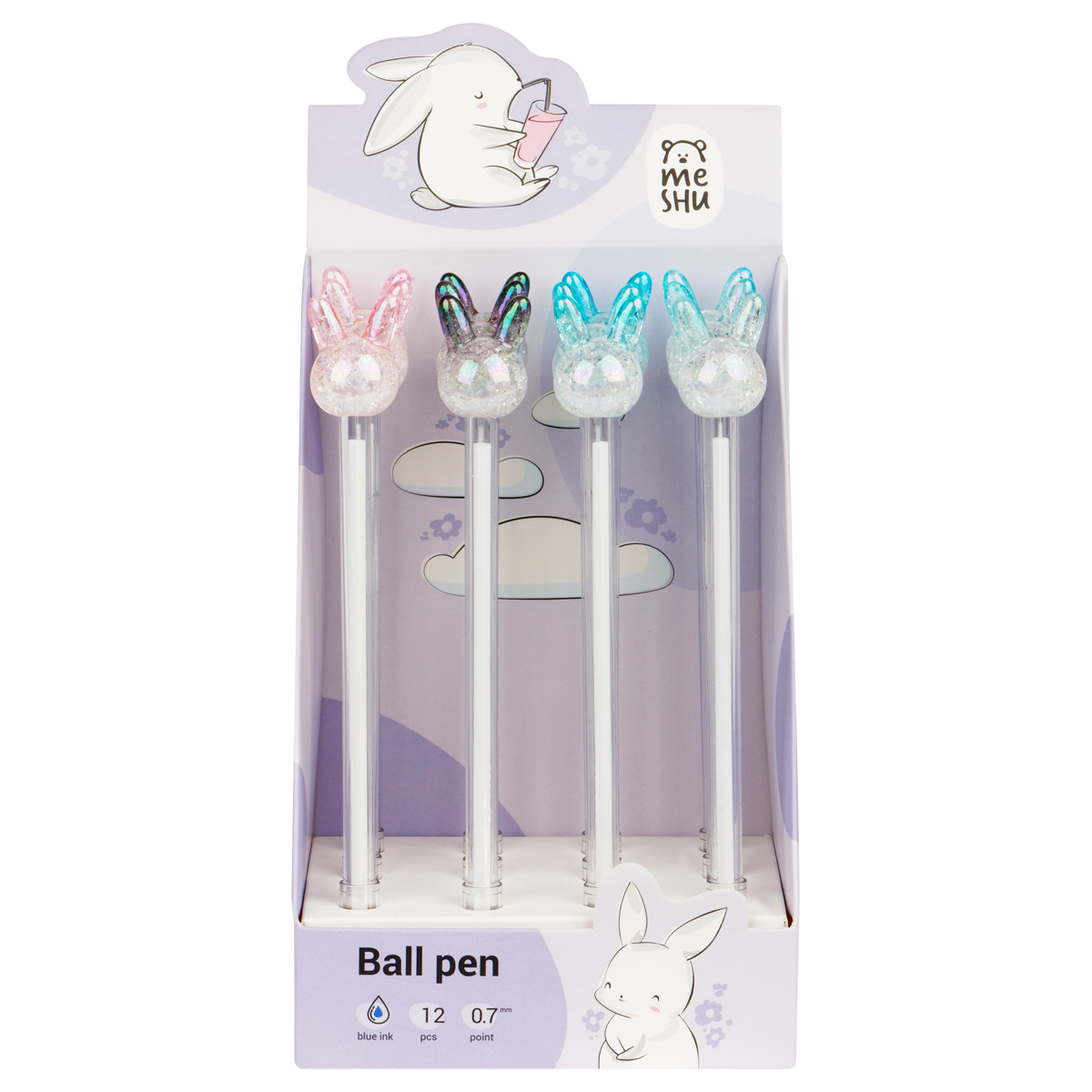 Ручка шариковая MESHU "Crystal Rabbit", синяя, 0,7мм, корпус ассорти,