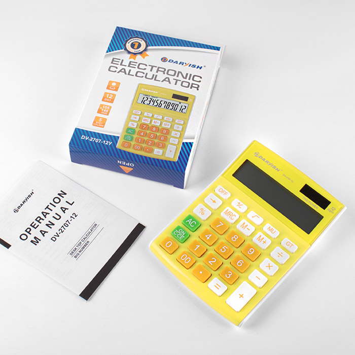 Калькулятор настольный 12 разр. "Darvish" 105*146*25мм жёлтый Калькулятор настольный 12 разр. "Darvish" 105*146*25мм жёлтый