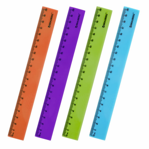 Линейка пластиковая 20 см BRAUBERG "NEON", непрозрачная, ассорти, Линейка пластиковая 20 см BRAUBERG "NEON", непрозрачная, ассорти,