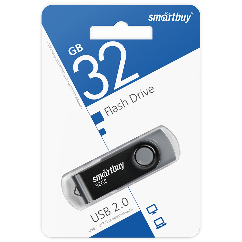 Память Smart Buy "Twist" 32GB, USB 2.0 Flash Drive, черный Память Smart Buy "Twist" 32GB, USB 2.0 Flash Drive, черный