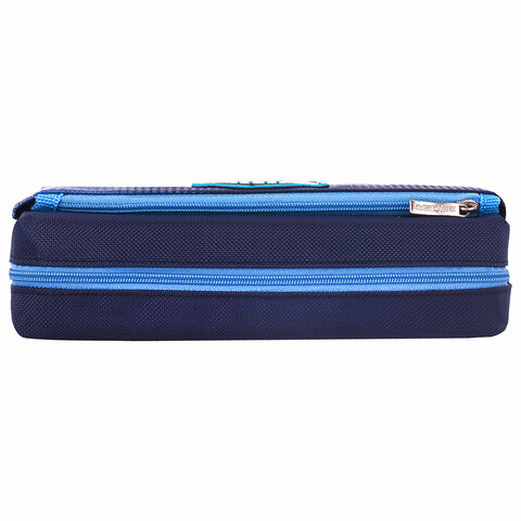 Пенал ЮНЛАНДИЯ, 2 отделения, полиэстер, "Super", синий, 21х6х9 см,