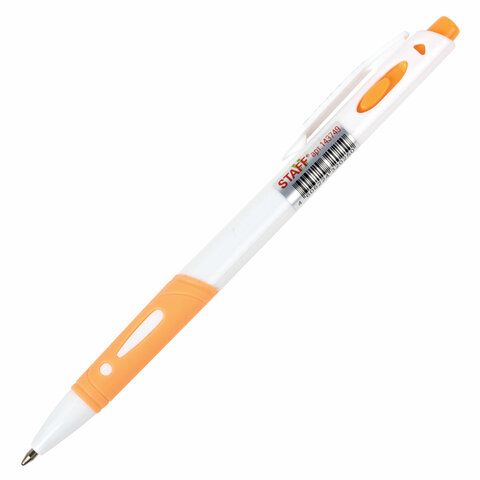 Ручка шариковая автоматическая с грипом STAFF "College BP-16 White", Ручка шариковая автоматическая с грипом STAFF "College BP-16 White",
