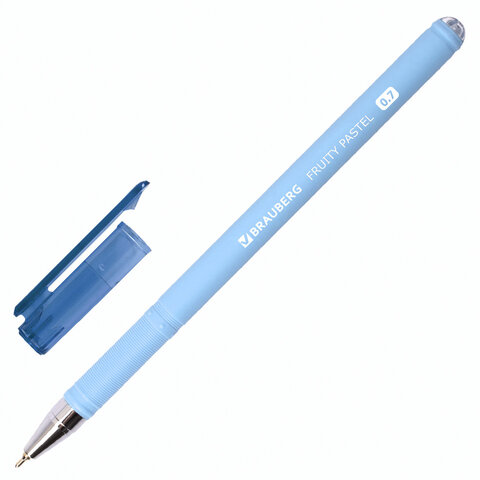Ручка шариковая масляная BRAUBERG "FRUITY Pastel", СИНЯЯ, soft-touch,