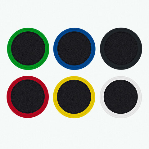 Магниты МОЩНЫЕ 20 мм (МАЛОГО ДИАМЕТРА), НАБОР 6 шт., ассорти, BRAUBERG