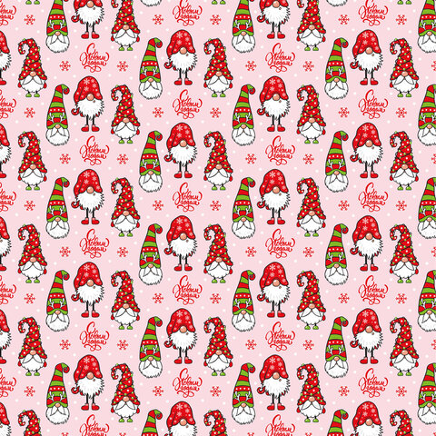 Бумага упаковочная мелованная BIG SIZE новогодняя "Гномики", 0,7х10 м,