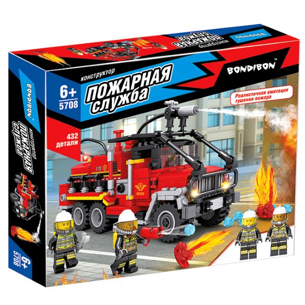 Конструктор Bondibon, Пожарная Служба, Пожарная машина, 432 детали Конструктор Bondibon, Пожарная Служба, Пожарная машина, 432 детали