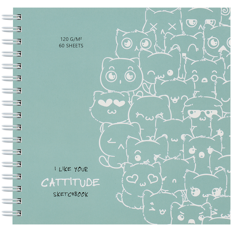 Скетчбук 60л., 150*150 MESHU "Cat wave", на гребне, 120г/м2 Скетчбук 60л., 150*150 MESHU "Cat wave", на гребне, 120г/м2