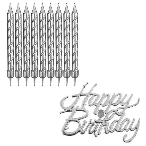 Свечи для торта "Happy Birthday". Набор 10 шт + топпер. Длина 8 см. 2 Свечи для торта "Happy Birthday". Набор 10 шт + топпер. Длина 8 см. 2