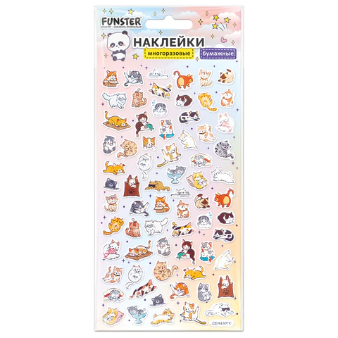 Наклейки бумажные 17,5х9,5 см, ассорти 12 видов, FUNSTER (ФАНСТЕР), 666676 Наклейки бумажные 17,5х9,5 см, ассорти 12 видов, FUNSTER (ФАНСТЕР), 666676