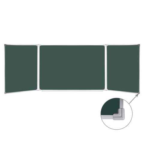 Доска для мела/магнитно-маркерная 3-х элементная 100х150/300 см, 3