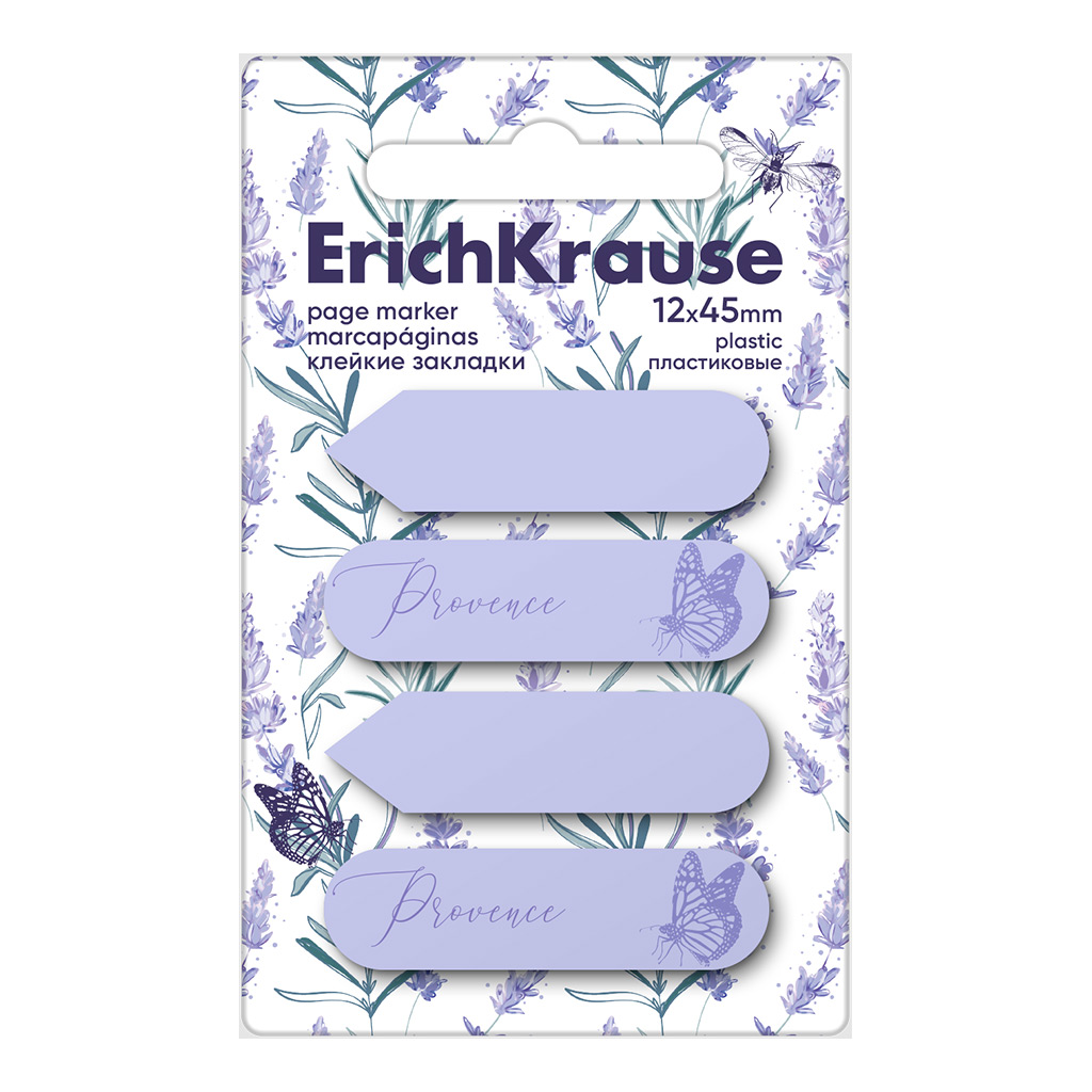Клейкие закладки пластиковые Erich Krause Lavender, 12X45 мм, 80 листов Клейкие закладки пластиковые Erich Krause Lavender, 12X45 мм, 80 листов