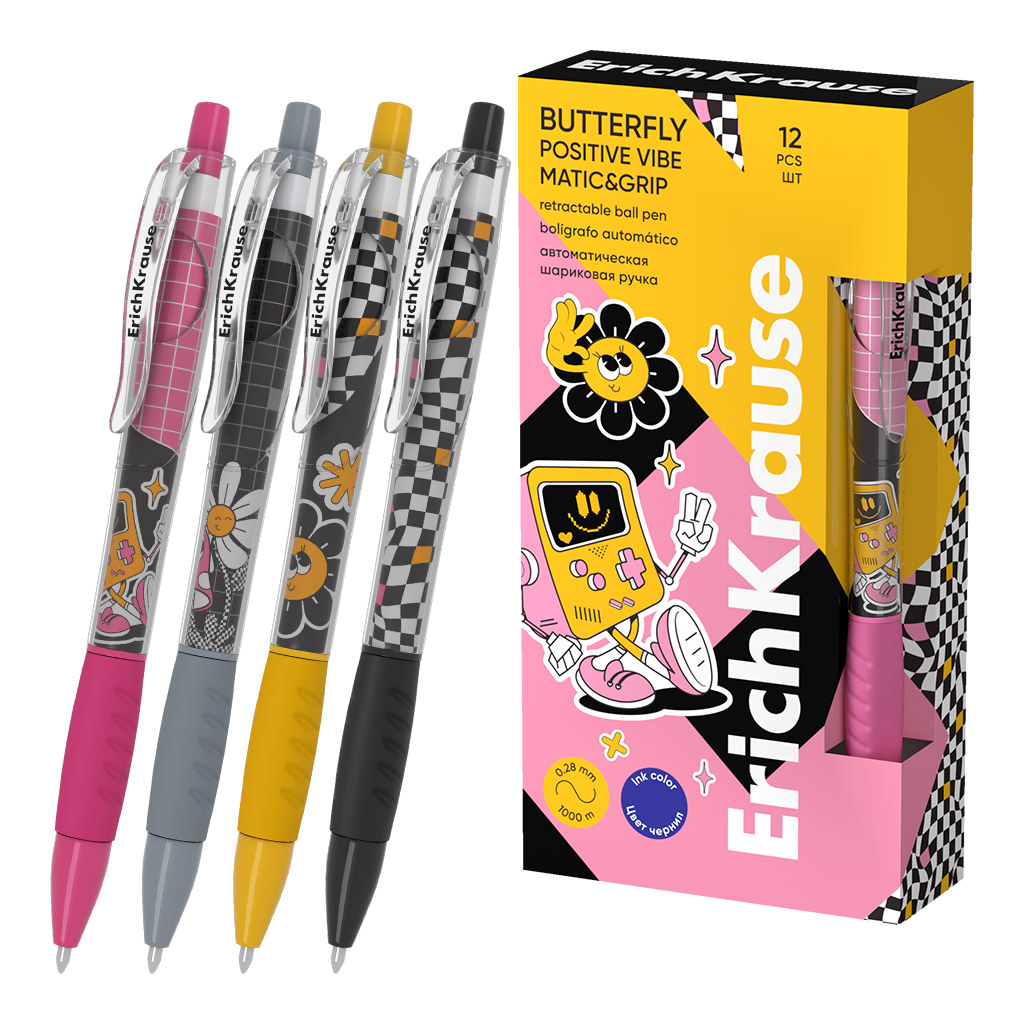 Ручка шариковая автоматическая ErichKrause Butterfly Matic&Grip Positive Ручка шариковая автоматическая ErichKrause Butterfly Matic&Grip Positive