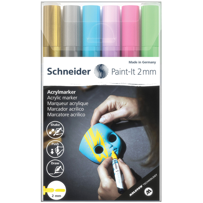 Набор маркеров акриловых Schneider "Paint-it 310", 2мм, ассорти, 6 Набор маркеров акриловых Schneider "Paint-it 310", 2мм, ассорти, 6